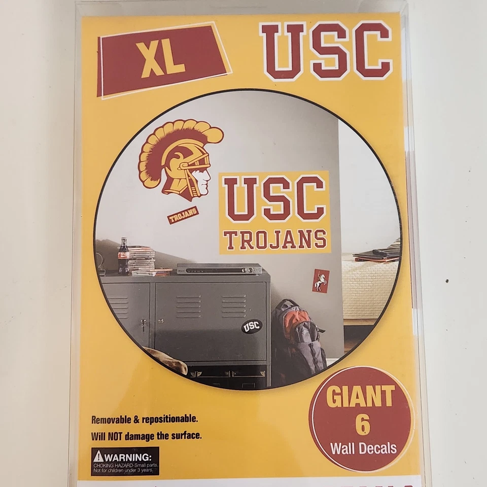 USC Trojans XL Wall Art Decals 6 Giant Peel & Stick College Football Man Cave - Image 1 of 4