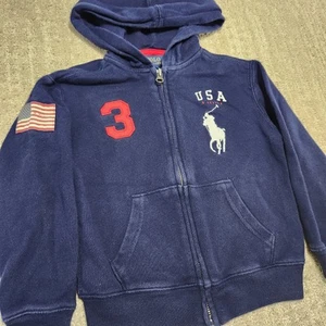 Polo Ralph Lauren Jacket Youth 5 Big Pony Flag Logo USA Kids Olympic Hoodie Zip - Picture 1 of 7