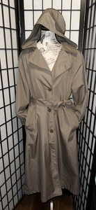 Vintage Damen langer London Nebel gefüttert braun Trenchcoat 8 petite - Bild 1 von 13