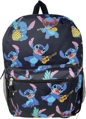 Mochila - Disney - Lilo & Stitch - Piña Estampado Azul 16" Bolso Escolar Foto 1 de 3
