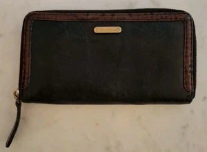 Brahmin schwarz Pecan braun toskanisch Tri Textur Leder weich Geldbörse Reißverschluss - Bild 1 von 6