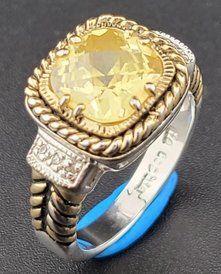 Anillo Lia Sophia Canario Amarillo Limón Gasa Cristal Tono Plata y Oro talla 9.75 Foto 1 de 4
