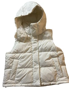 Lululemon Women’s Hooded Down Puffer Vest White Size 10 Goose Down - Picture 1 of 10