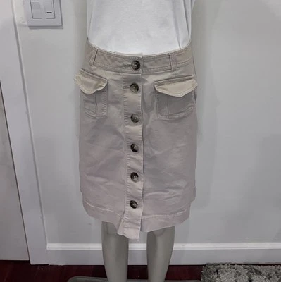 Kate Hill хаки на пуговицах два маленьких кармана выше колена хлопковая юбка опрятный  - Изображение 1 из 3