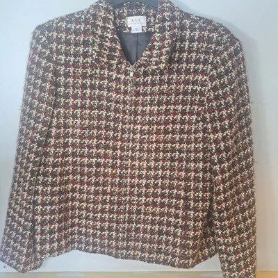 Blazer de mujer Cricket Lane CLC de 16 W con cremallera negro, blanco, rojo, tweed mezcla forrada Foto 1 de 4