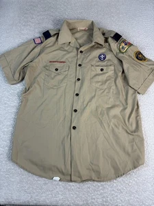 Boy Scouts of America Shirt Mens XL 17-17.5 Khaki Cub Scout Den Leader Made USA - Picture 1 of 5