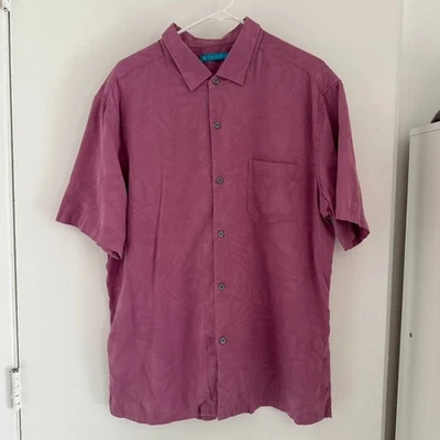 Tori Richard Shirt Men’s XL Cotton Silk Blend Purple Floral Aloha Camp - Image 1 of 4