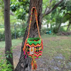 Colombian MULTI COLORS 🇨🇴 Handmade Large Wayuu Tribe Mochila Bucket Boho Bag - Picture 1 of 9