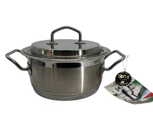 Silga Teknika 20 cm Edelstahl Kasserolle mit Deckel - Made in Italy - Neu - Bild 1 von 12