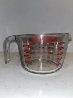 Pyrex 4 tazas 32 OZ 1 L vidrio métrico mezclador vaso medidor hecho en EE. UU. Foto 1 de 4