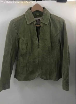 Chaqueta básica AMI para mujer de gamuza verde manga larga cuello cremallera completa talla M Foto 1 de 4