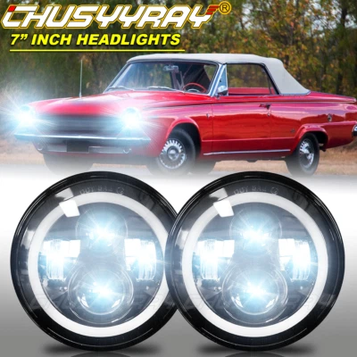 Par de faros LED redondos de 7" pulgadas para Dodge Dart 1964-1976 D100 kit de haz alto/bajo Foto 1 de 4