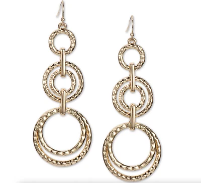 PENDIENTES MODERNOS ESTILO & CO ESLABÓN TEXTURIZADO TONO DORADO TRIPLE GOTA NUEVOS CON ETIQUETAS Foto 1 de 4