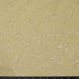 Bordado con cuentas sobre gasa verde amarillo 100% seda tela 44" W por yarda, EB-926 - Imagen 1 de 3