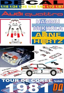 DECAL AUDI QUATTRO H. MIKKOLA TOUR DE CORSE 1981 DnF (08) - Picture 1 of 1