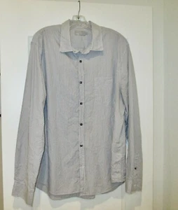 NWOT Vince Pin de hombre Rayado Casual Gris Blanco Rayado Camisa Sz XL 100% Algodón - Imagen 1 de 8