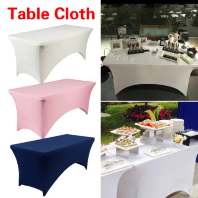 4/6FT Stretch Spandex Tablecloth Rectangular Table Cover Banquet Wedding Party - Image 1 of 4