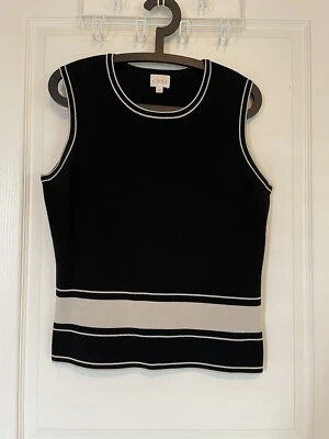 Cleo Women Black With Twin Tipped Brown Round Neck Pullover Sweater Vest Size L - Image 1 of 4