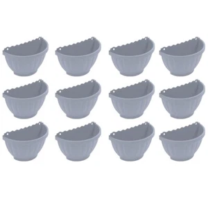 12 x Hanging Wall Basket Indoor Outdoor Fence / Flower Pot Balcony Garden - Grey - Picture 1 of 11