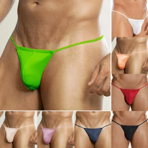 Mens G-string Briefs Thong Bikini Sexy T-Back Triangular Pouch Panties Swimwear - Picture 1 of 27