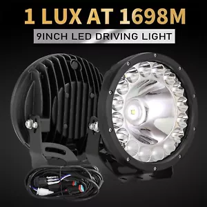 Pair 9 inch LED Driving Lights Spot Flood Combo Offroad Work Round Fog Truck SUV - Picture 1 of 13
