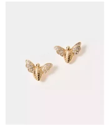 NWT Lilly Pulitzer Gold Crystal Pave Bumble Bee Earrings Stud-Fast - Image 1 of 3