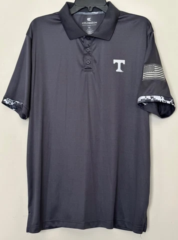 Tennessee Volunteers Men's Polo Dress Shirt Size XL Vols Gray Military Flag Cover