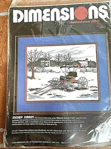 Dimensions Counted Cross Stitch Vintage"Snowy Surrey"Mildred Kratz1984 #3573 New - Picture 1 of 7