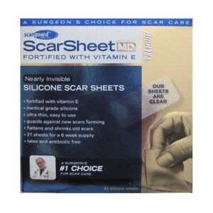 ScarGuard Scarsheet Nearly Invisible Silicone Scar Sheets with Vitamin E 21 ct