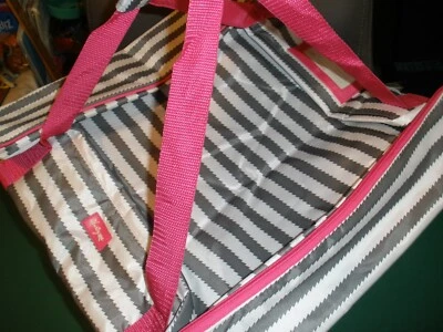Thirty-one 冷藏箱 保温托特包 灰色 白色条纹 16.5"x16"x4" (P15) — 第 1/4 张图片