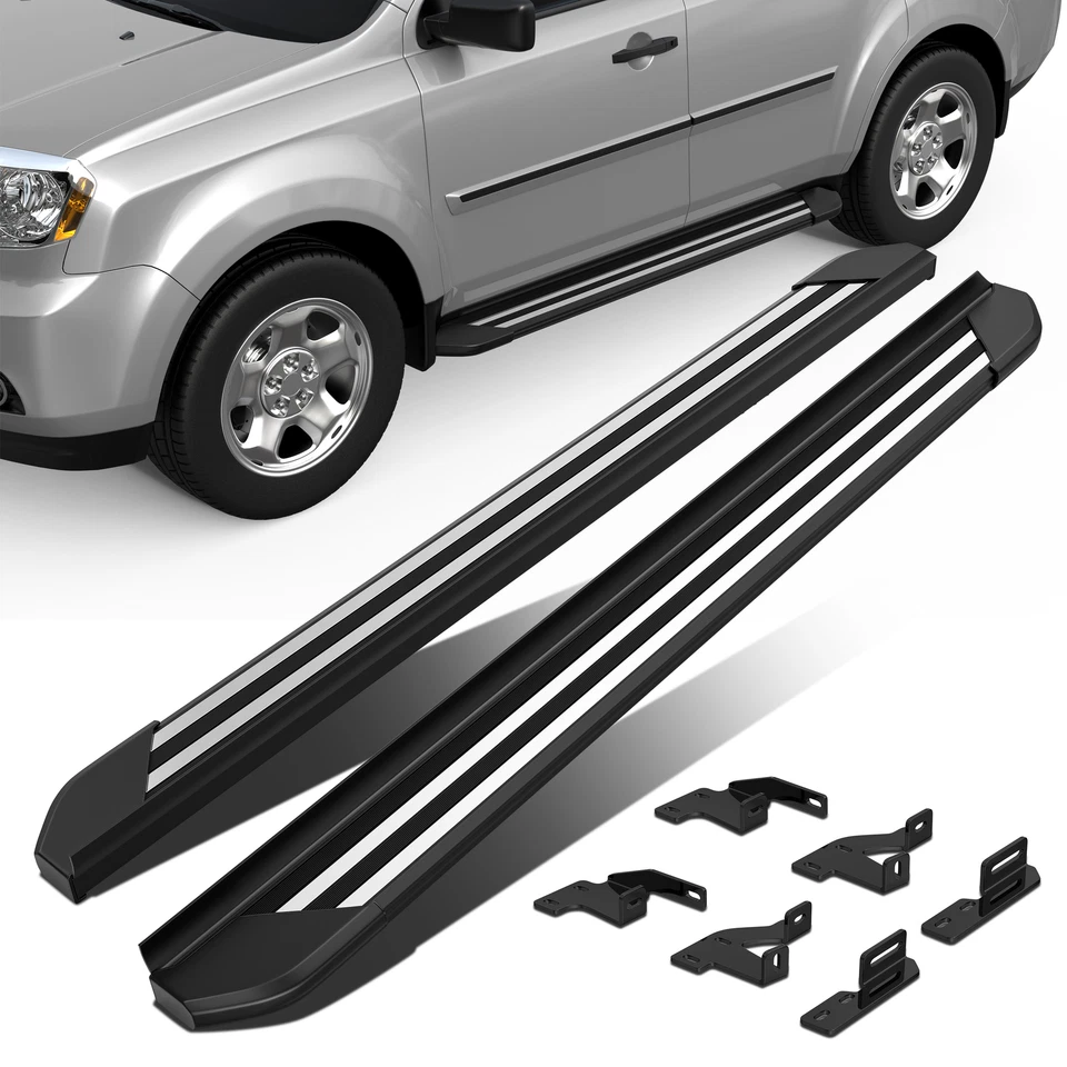 Pair 4" Aluminum Running Boards Side Steps Nerf Bars For 2009-2015 Honda Pilot - Image 1 of 4