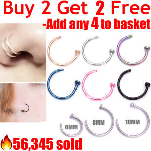 Nose Ring Fake Nose Rings Lip Rings Small Thin Body Piercing Surgical Steel Hoop