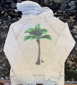 NEW Victoria Secret Pink Gray Hoodie Bling Palm Tree Back Front LA Pink XS SALE