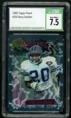 BARRY SANDERS 1995 Topps Finest #250 Detroit Lions HOF CSG 7.5 NM+ Near Mint+ - Image 1 of 2
