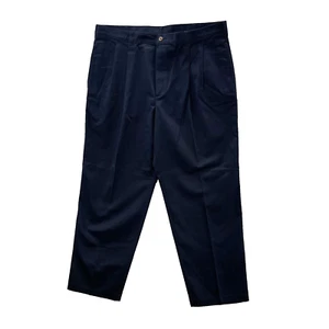 FARAH Khaki Pants Mens 42X30 Black Chino Pleated Wrinkle Free Classic Fit Preppy - Picture 1 of 11