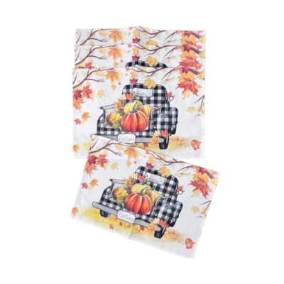 Fall Pumpkin Truck Table Placemats Set Of 4 NEW Cottage Farmhouse Leaves Autumn - Image 1 of 4