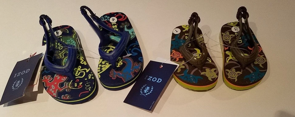 Chanclas marca Izod para bebés niños correas de goma azules o marrones talla 1 4 Foto 1 de 4