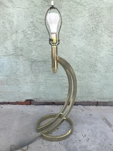 Mid Century Milo Baughman Style Brass Curved Table Lamp - Picture 1 of 6