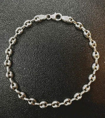 Ancien Bracelets Mailles Grains De Café En Argent Massif 925 . - Photo 1/4