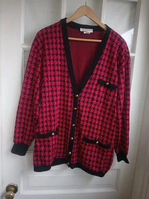 vtg c d daniels hounds tooth cardigan dark academia cottage core oversized  - Image 1 of 4