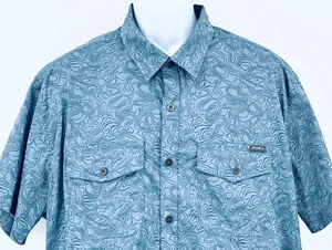 EDDIE BAUER Men's 2XL Slim Fit Slate Blue Sonar Short Sleeve Button Down Shirt - Picture 1 of 11