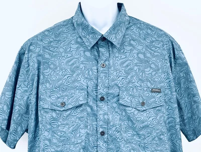 EDDIE BAUER Men's 2XL Slim Fit Slate Blue Sonar Short Sleeve Button Down Shirt - Image 1 of 4