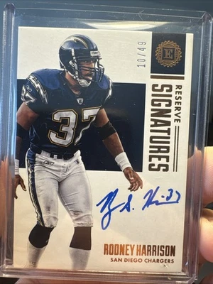 2017 PANINI ENCASED RESERVE SIGNATURES #18 RODNEY HARRISON #ED /49 CHARGERS - Image 1 of 3