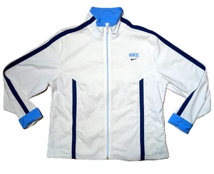 Chaqueta deportiva vintage Y2K Nike blanca y azul bordada talla XL para mujer con cremallera - Imagen 1 de 4