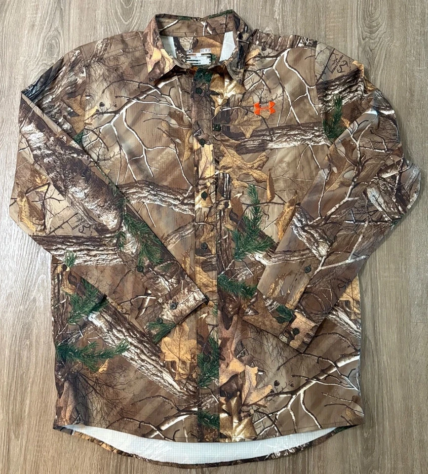 Under Armour Hunting Button Up Shirt REAL TREE Xtra Camo Sz M Loose - Image 1 of 4