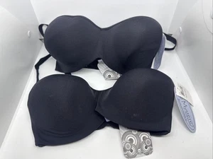 Le Mystere Black Dream Strapless Bra Size 10E X2 - Picture 1 of 6