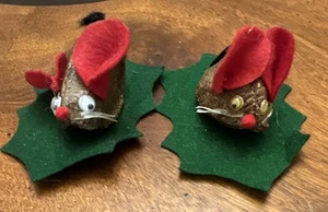 Decorazione Topi Vintage Fatta Di Noci Decorazione Natalizia Inquietante - Foto 1 di 6