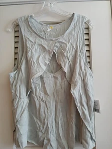 Free People Size Lrg Crinkle Look Through The Keyhole Sleeveless Blouse Tank Top - Picture 1 of 6