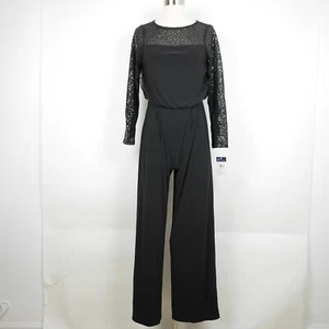 CHAPS Women's 4p Black long sleeve romper pantsuit stretch one piece dress suit - Picture 1 of 12