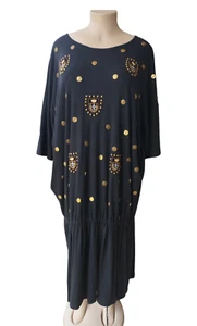 Vintage Lanie New York RARE Dress Plus Size 7X Size 5 Bust 70" Embellished Black - Picture 1 of 13